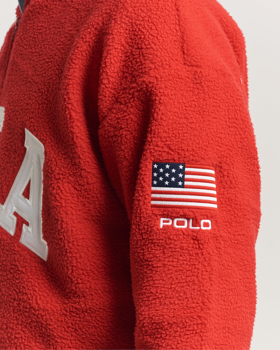 Men | Sweaters & Knitwear | Polo Ralph Lauren | Polar Half Zip USA Fleece RL 2000 Red