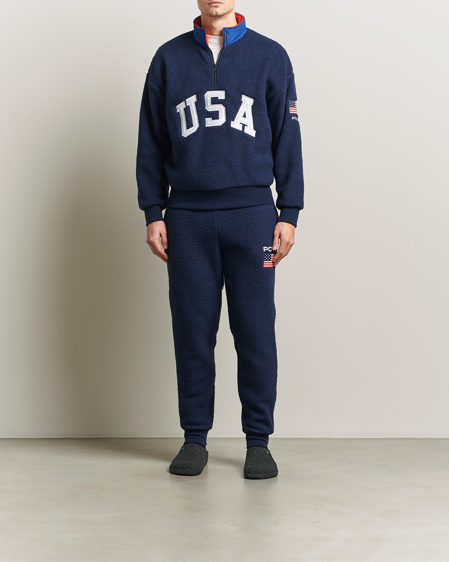 Men | Sweaters & Knitwear | Polo Ralph Lauren | Polar Half Zip USA Fleece Refined Navy