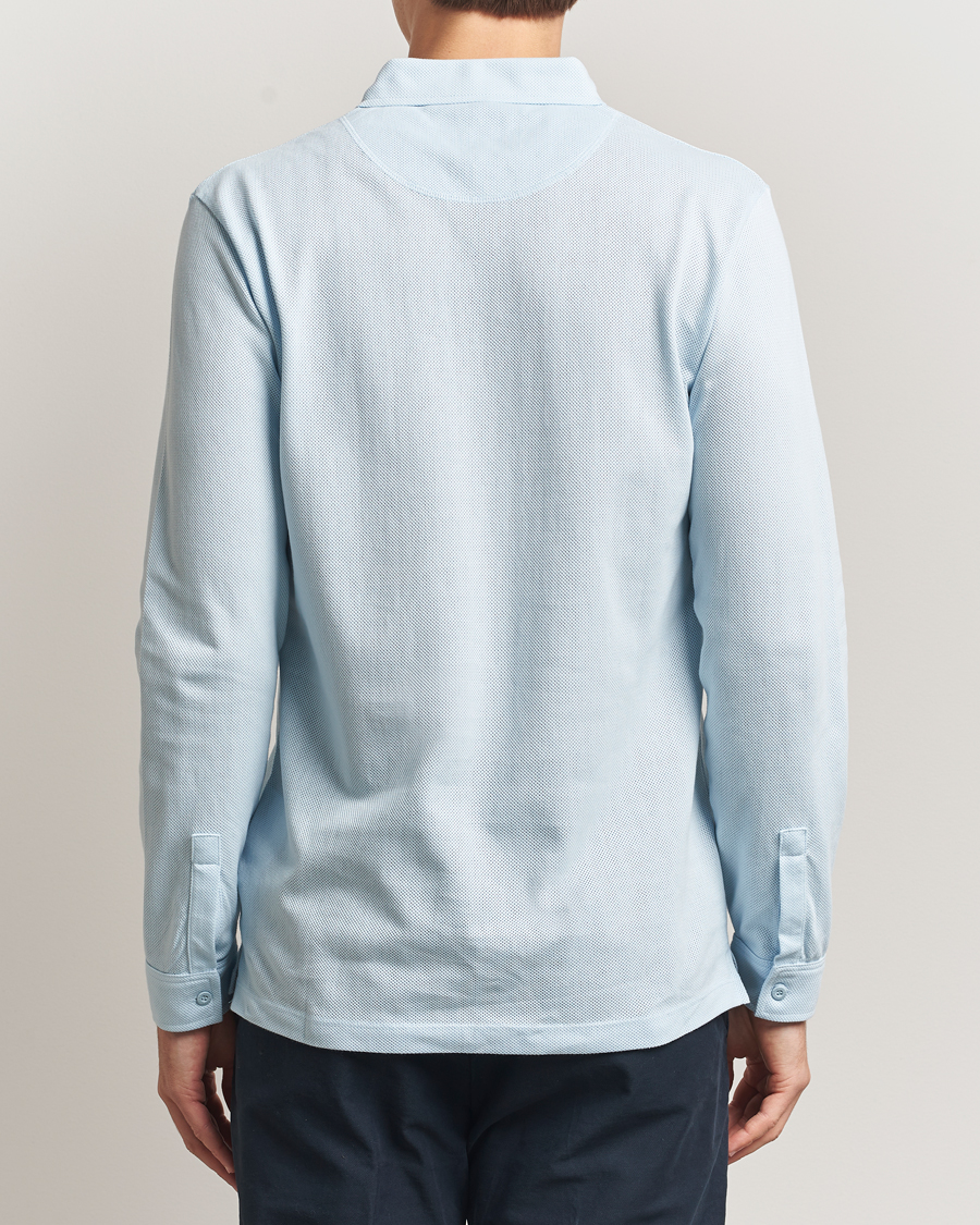 Men | Polo Shirts | Sunspel | Long Sleeve Riviera Polo Shirt Frost Blue