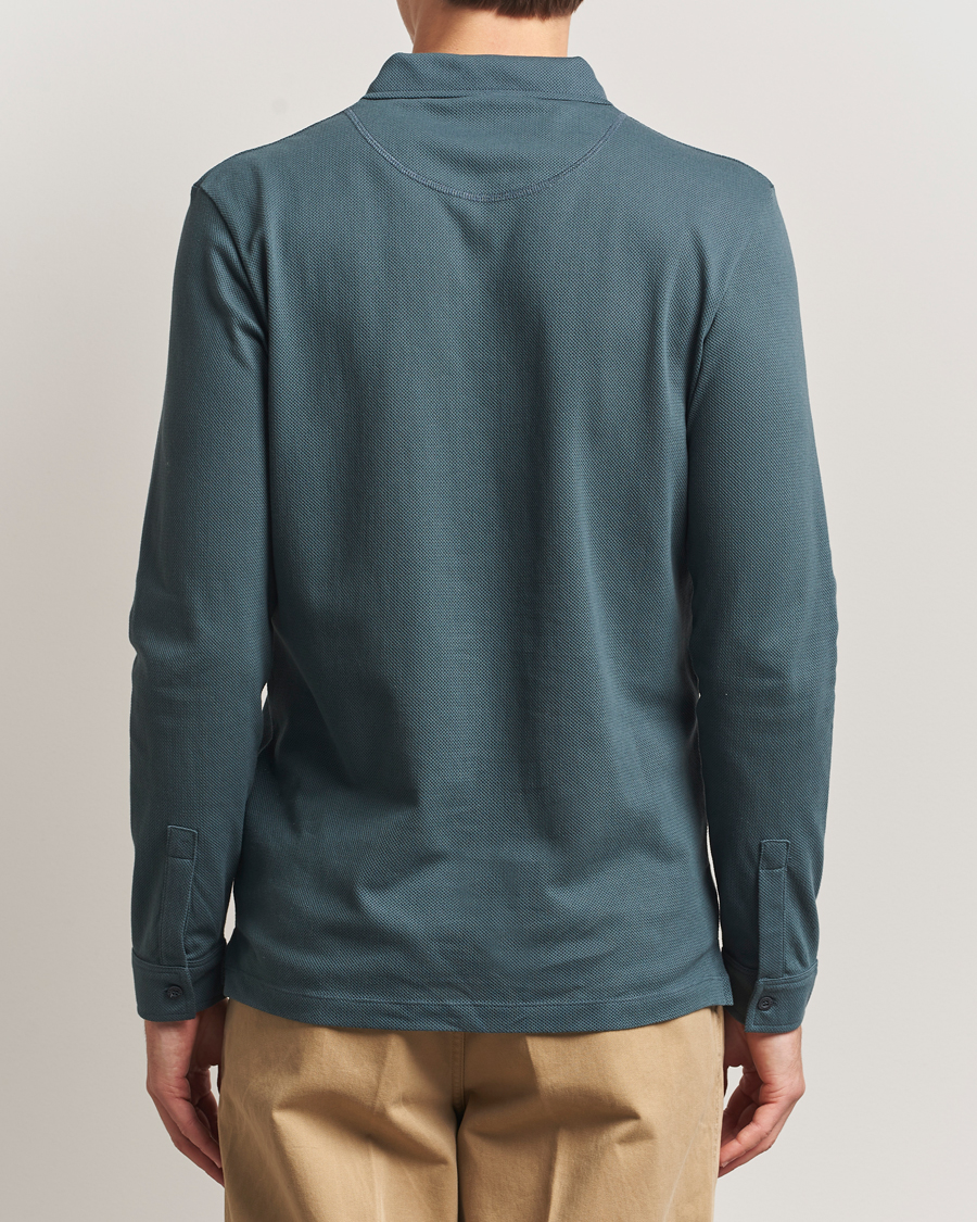 Men | Polo Shirts | Sunspel | Long Sleeve Riviera Polo Shirt Dark Petrol