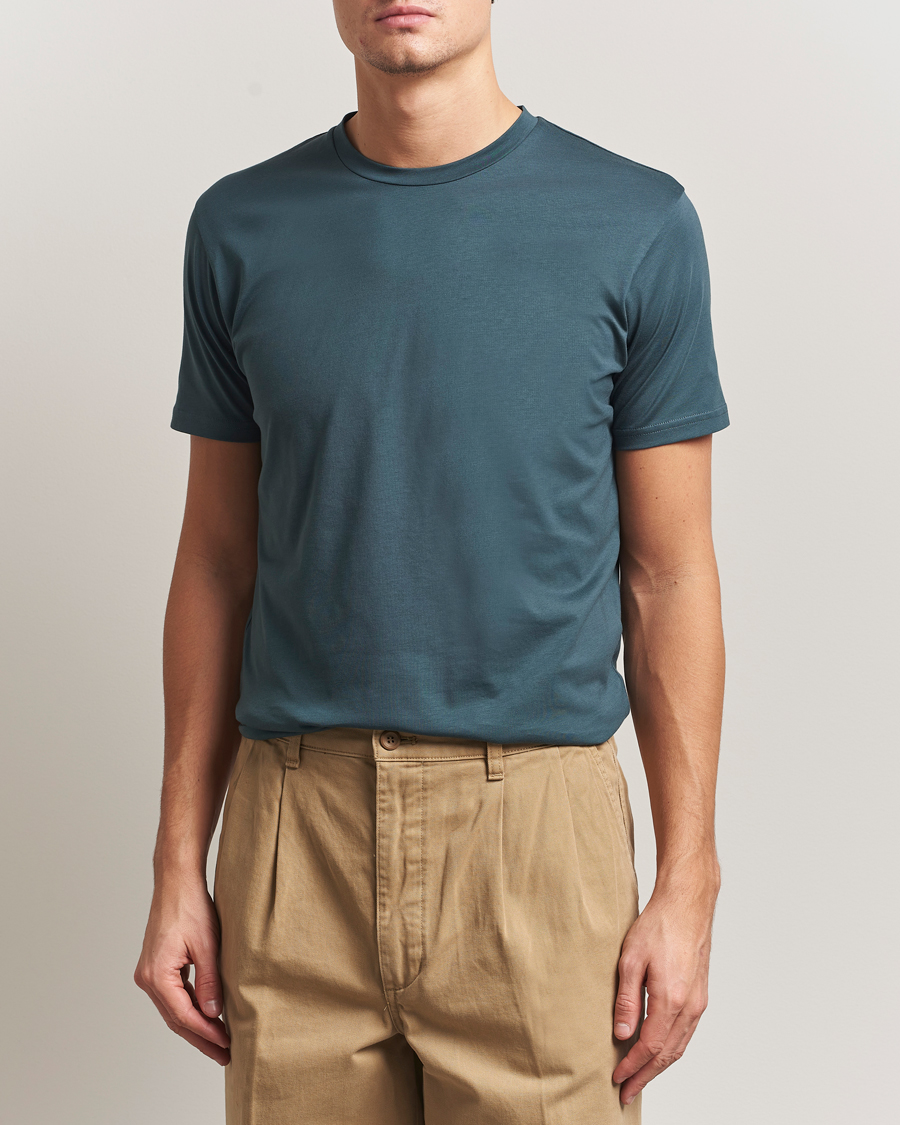 Men | T-Shirts | Sunspel | Riviera Midweight T-Shirt Dark Petrol