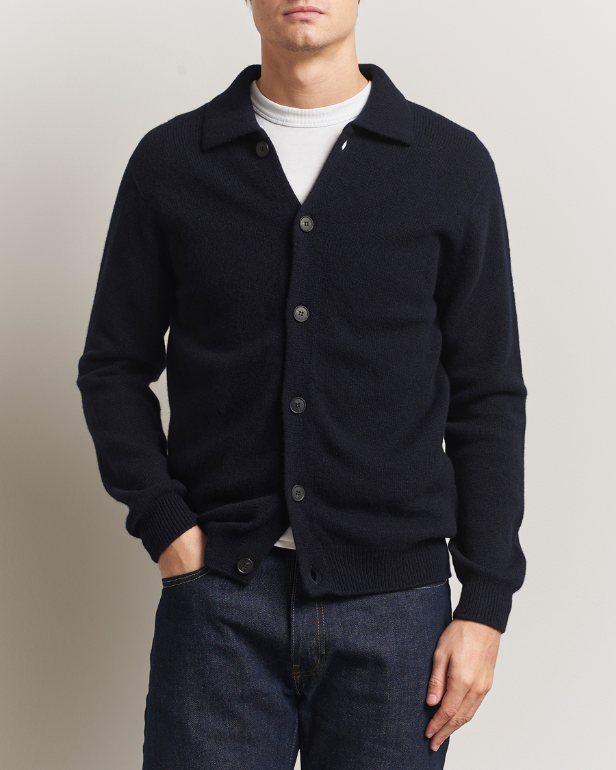 Men | Sweaters & Knitwear | Sunspel | Lambswool Cardigan Dark Navy