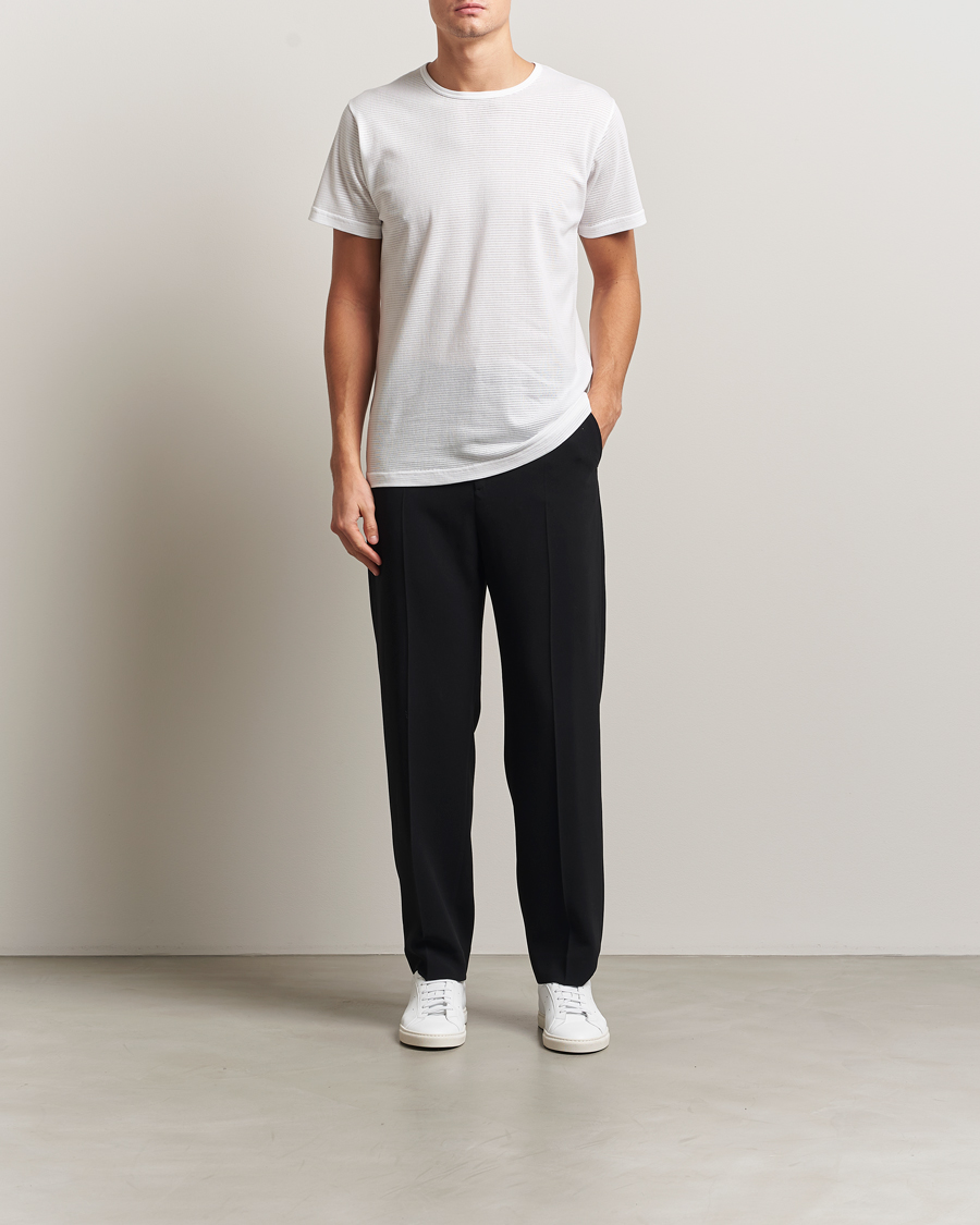 Men | T-Shirts | Sunspel | Cellular Underwear T-Shirt White