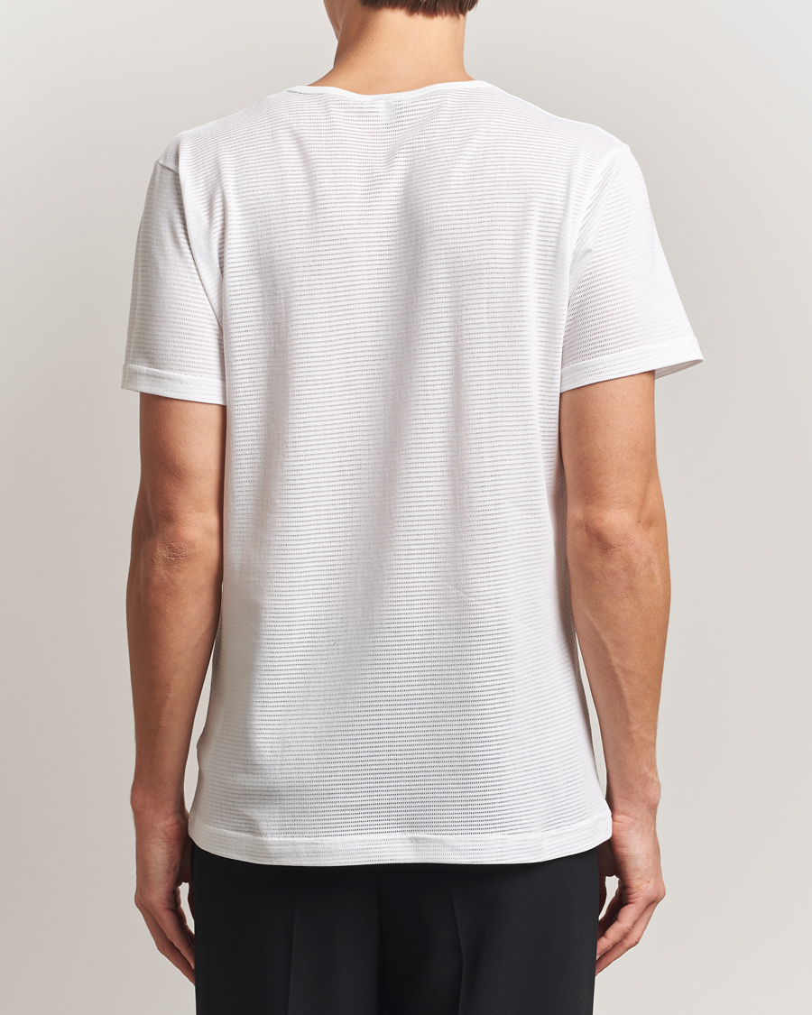 Men | T-Shirts | Sunspel | Cellular Underwear T-Shirt White