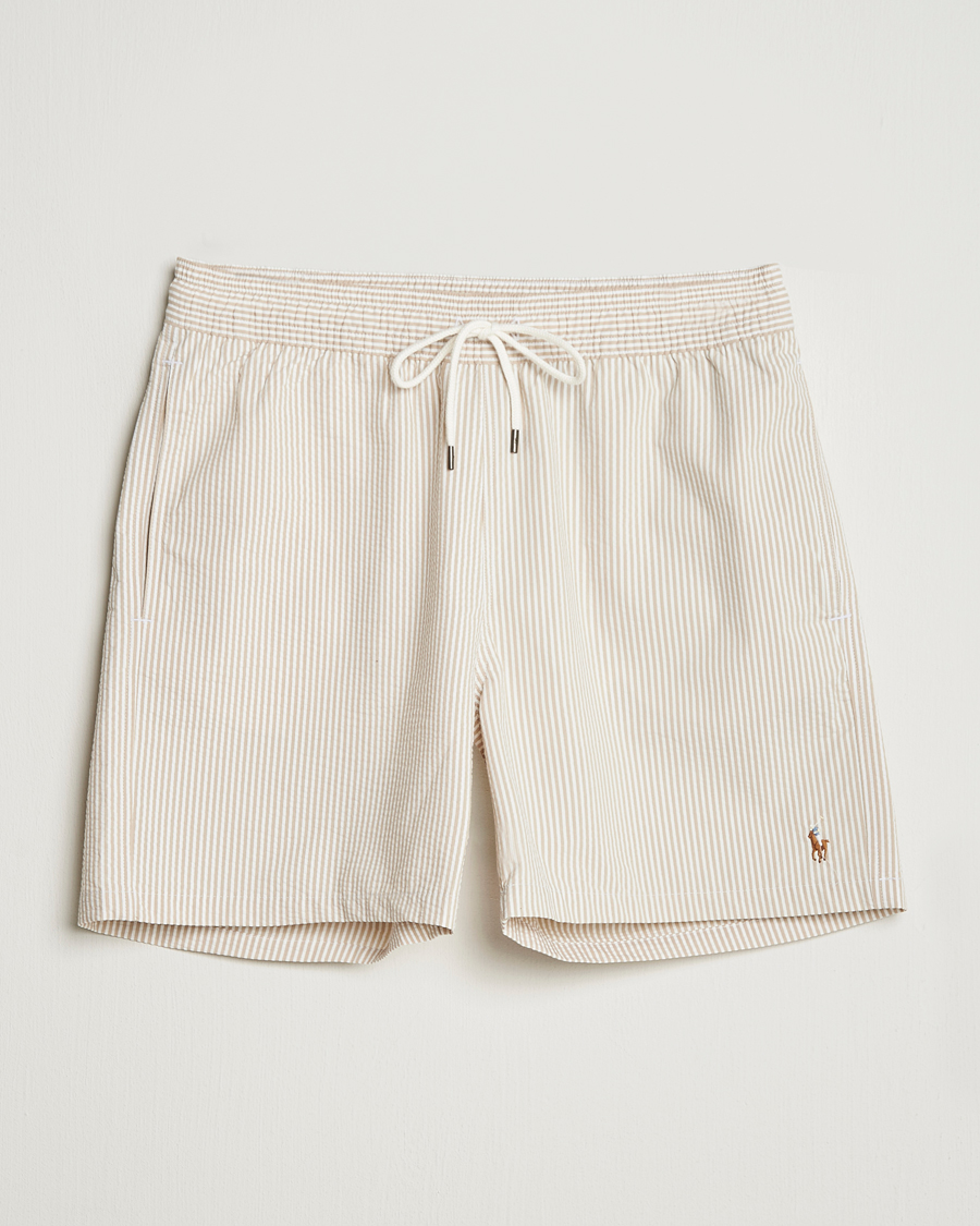 Men | Swimwear | Polo Ralph Lauren | Traveler Mid Trunk Seersucker Coastal Beige