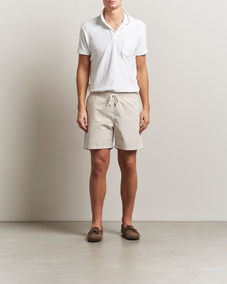 Men | Swimwear | Polo Ralph Lauren | Traveler Mid Trunk Seersucker Coastal Beige
