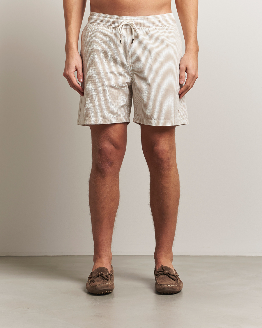 Men | Swimwear | Polo Ralph Lauren | Traveler Mid Trunk Seersucker Coastal Beige