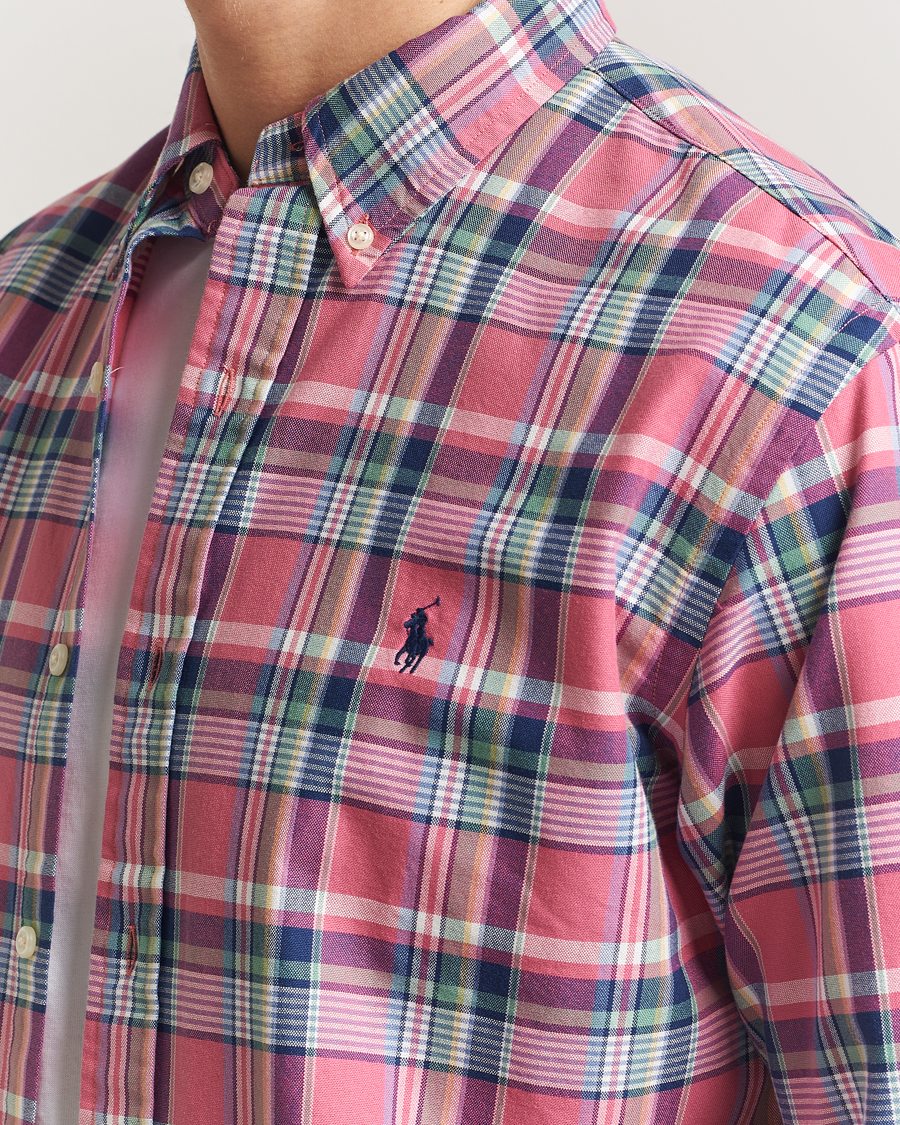 Men | Gilets | Polo Ralph Lauren | Custom Fit Oxford Checked Shirt Pink/Blue