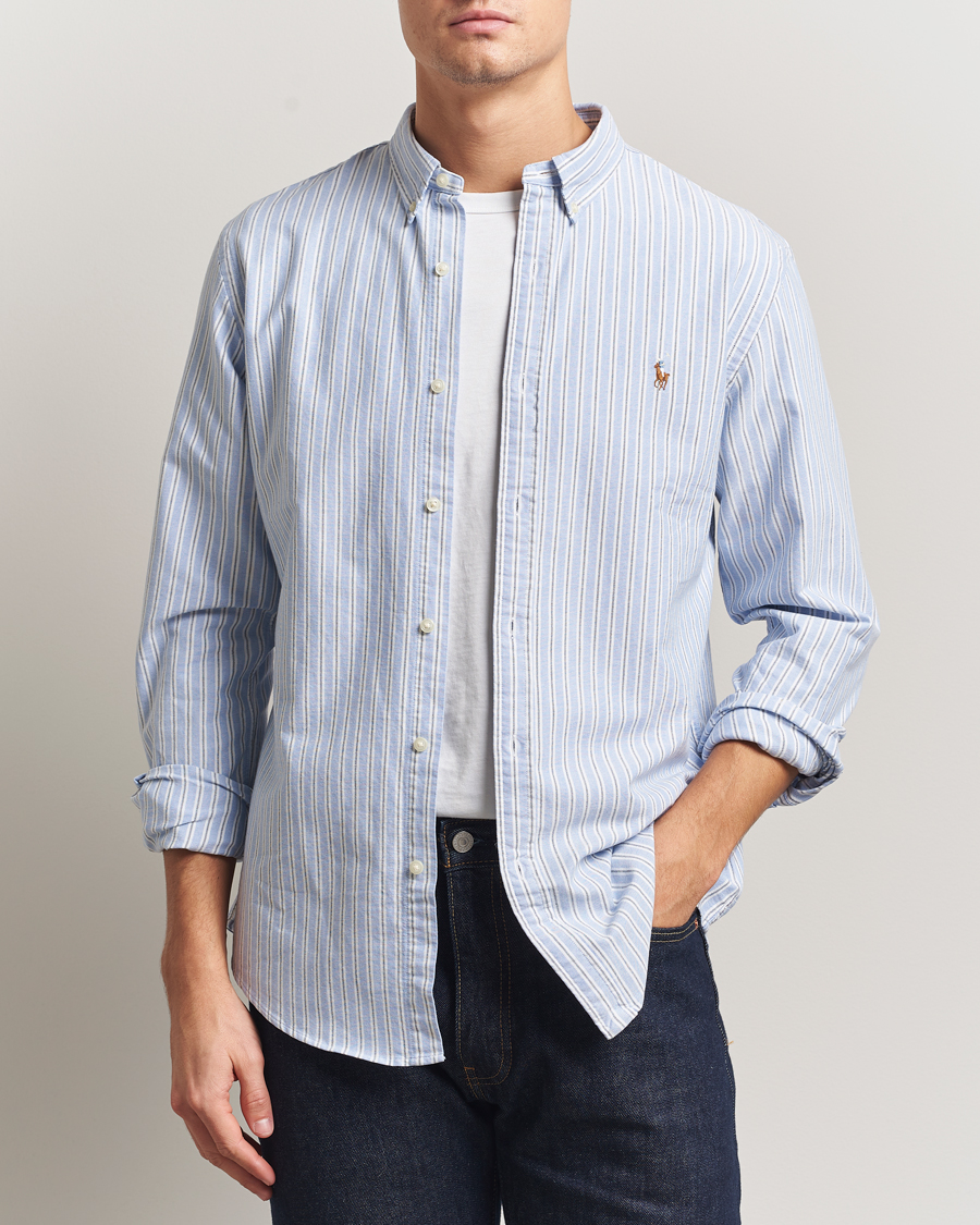 Men | Shirts | Polo Ralph Lauren | Slim Fit Oxford Striped Shirt Light Blue/White