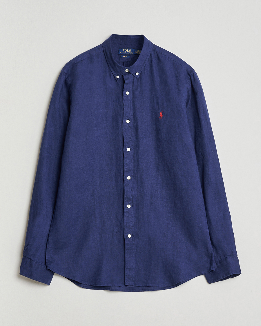 Men | Shirts | Polo Ralph Lauren | Slim Fit Linen Shirt Navy