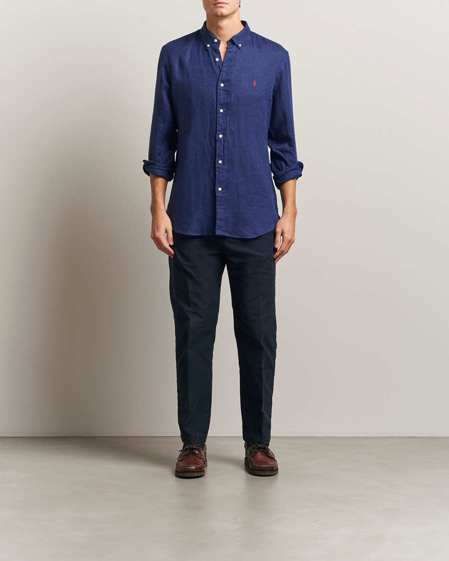 Men | Shirts | Polo Ralph Lauren | Slim Fit Linen Shirt Navy