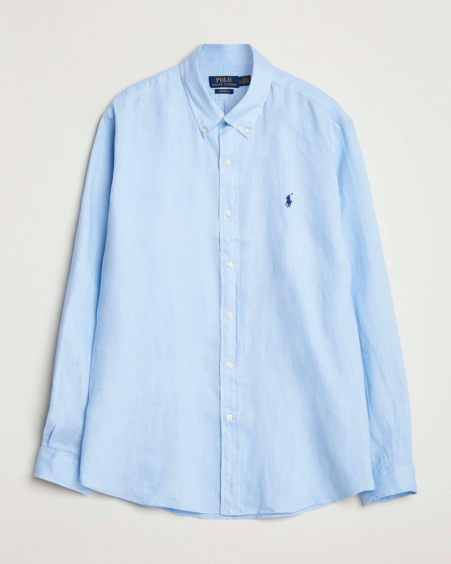 Men | Shirts | Polo Ralph Lauren | Custom Fit Linen Shirt Office Blue