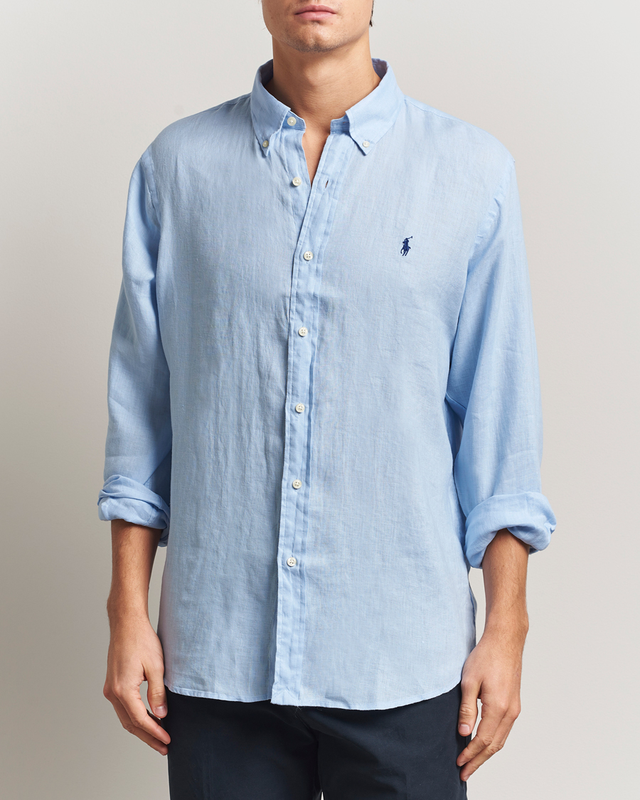 Men | Shirts | Polo Ralph Lauren | Custom Fit Linen Shirt Office Blue