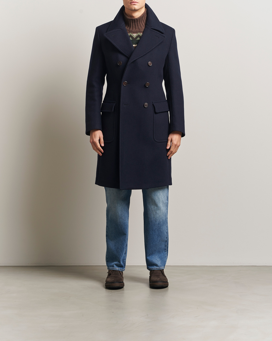 Men | Coats & Jackets | Polo Ralph Lauren | Double Breasted Top Wool Coat Navy