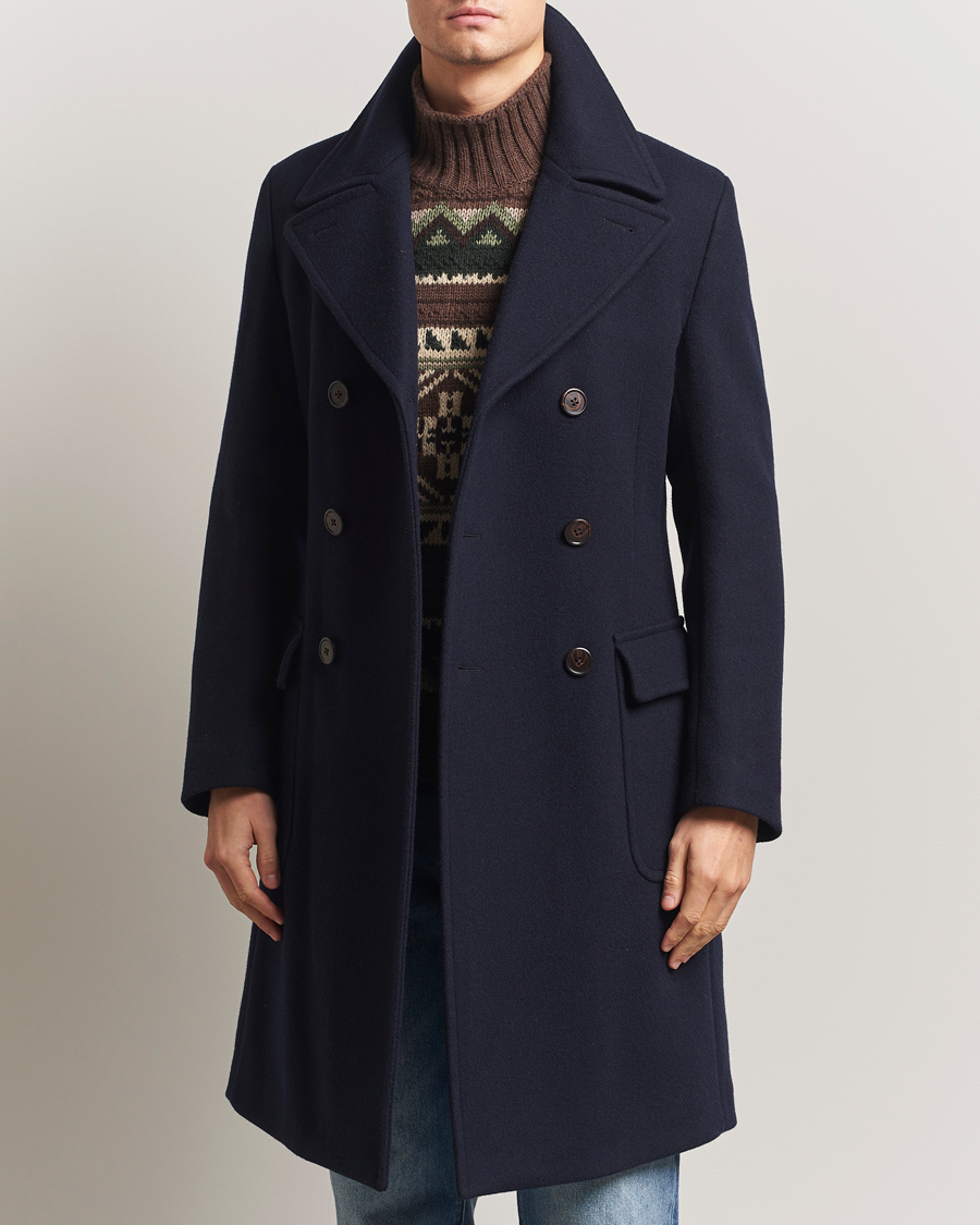 Men | Coats & Jackets | Polo Ralph Lauren | Double Breasted Top Wool Coat Navy