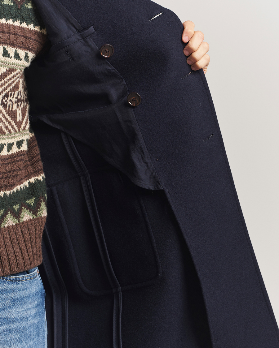 Men | Coats & Jackets | Polo Ralph Lauren | Double Breasted Top Wool Coat Navy