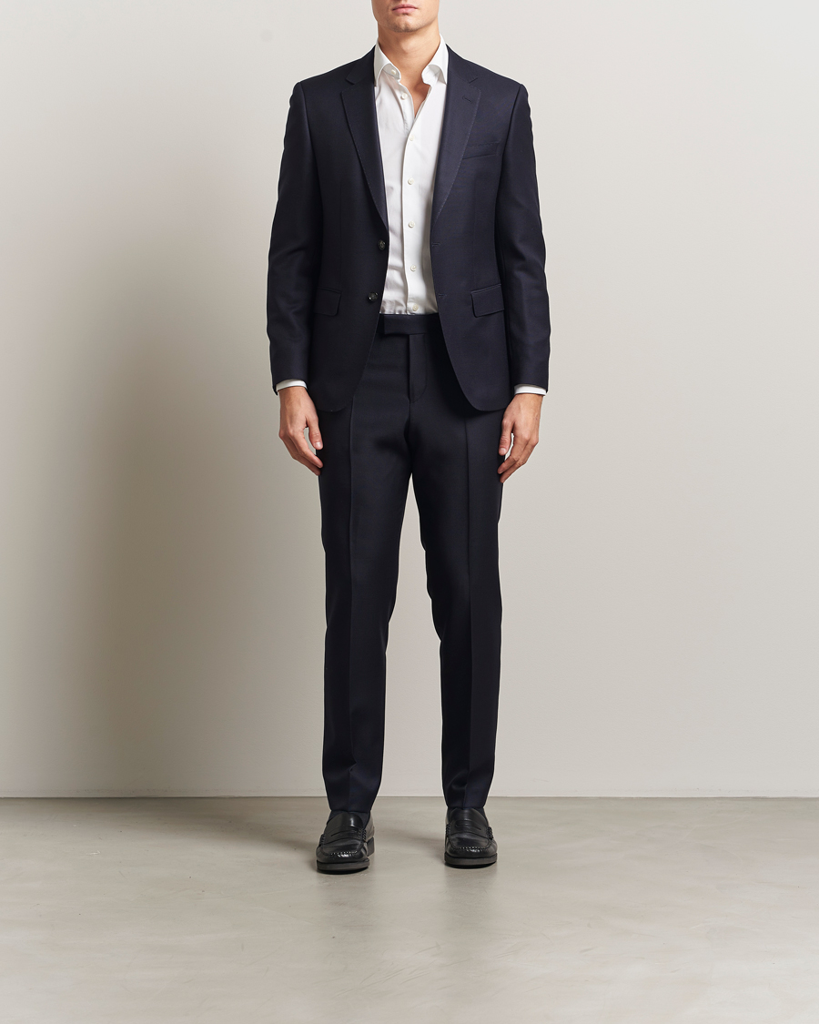 Men | Suits | BOSS BLACK | Huge Structured Wool Suit Dark Blue