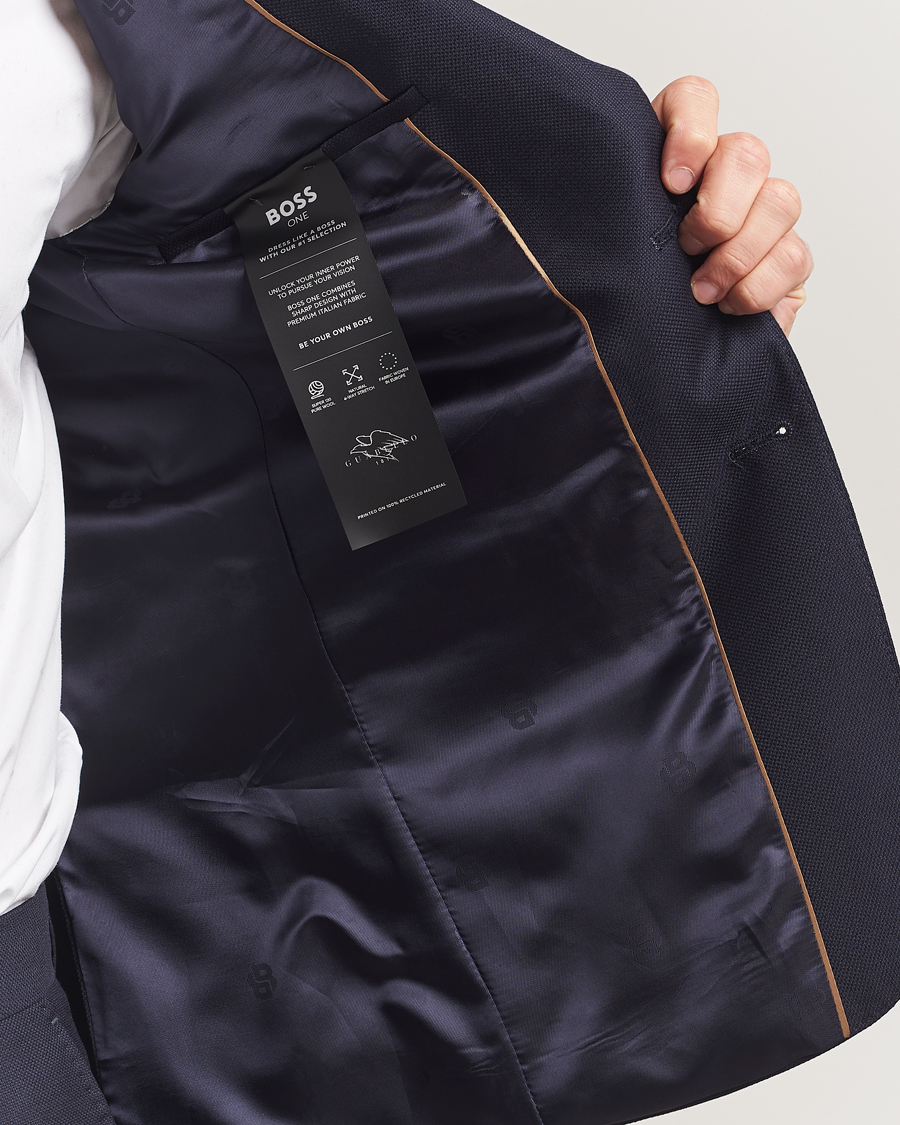 Men | Suits | BOSS BLACK | Huge Structured Wool Suit Dark Blue