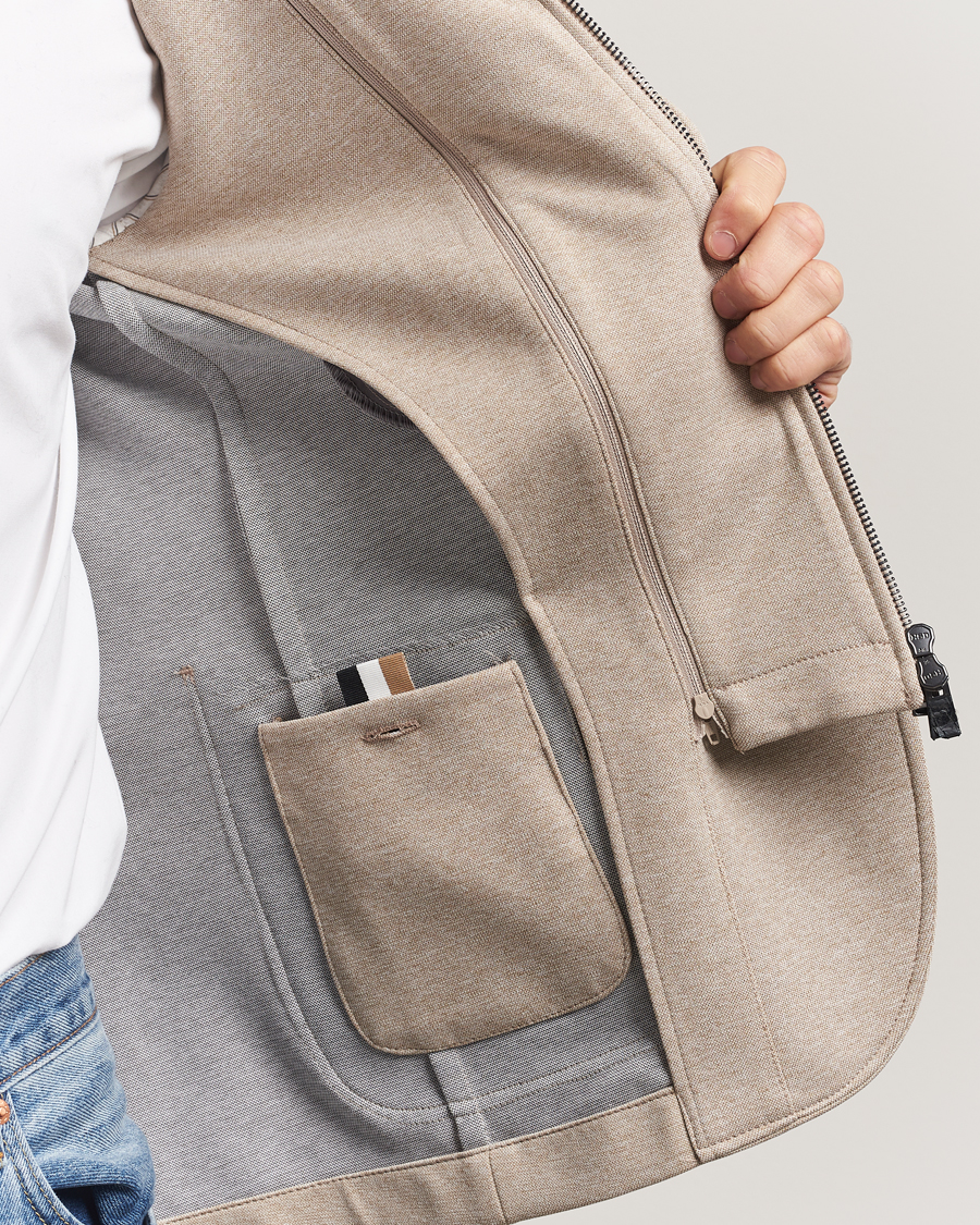 Men | Blazers | BOSS BLACK | Hanry Hooded Jersey Blazer Dark Beige