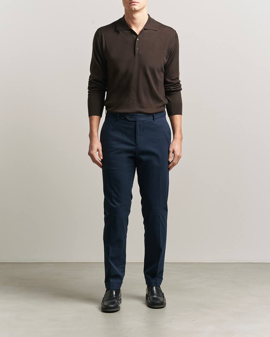Men | Trousers | BOSS BLACK | Genius Cotton Trousers Dark Blue
