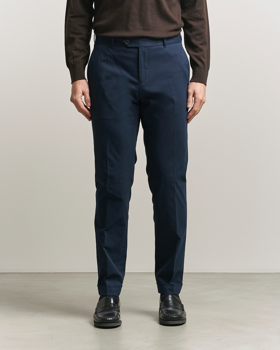 Men | Trousers | BOSS BLACK | Genius Cotton Trousers Dark Blue