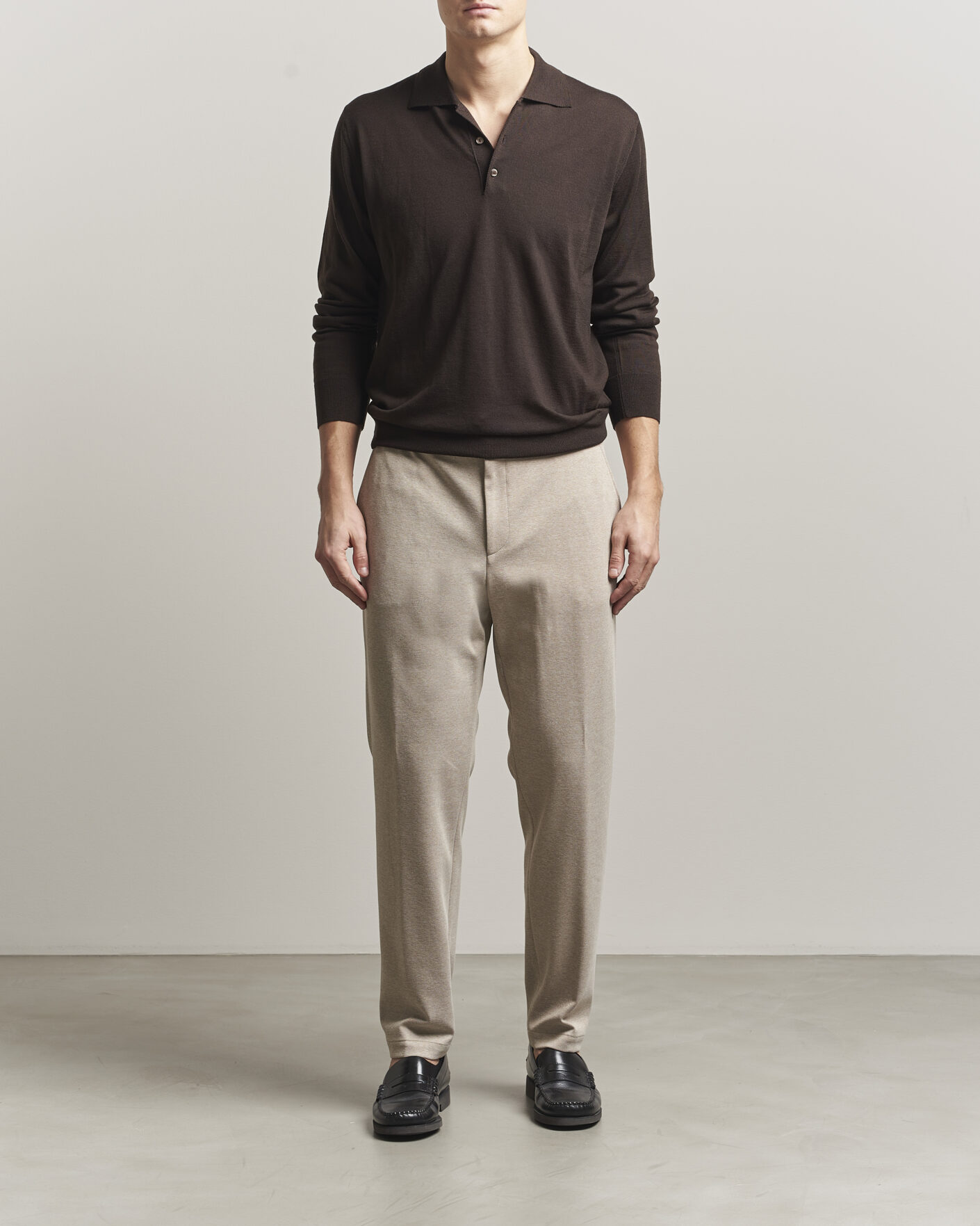 Men | Trousers | BOSS BLACK | Perin Jersey Drawstring Trousers Dark Beige