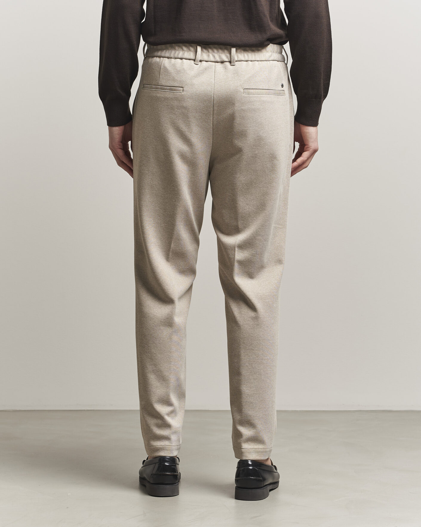 Men | Trousers | BOSS BLACK | Perin Jersey Drawstring Trousers Dark Beige