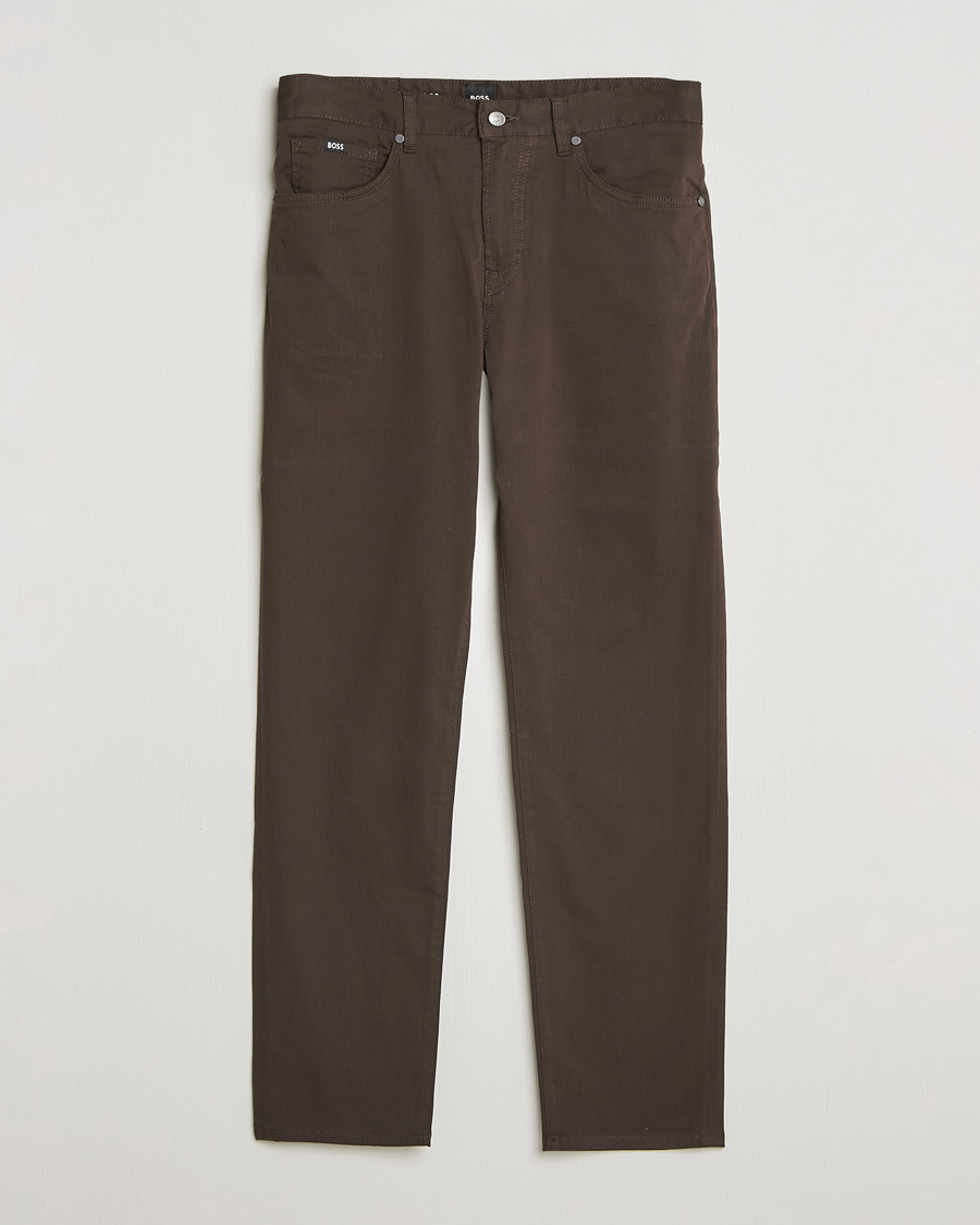Men | Trousers | BOSS BLACK | Re.Maine Cotton 5-Pocket Pants Dark Brown