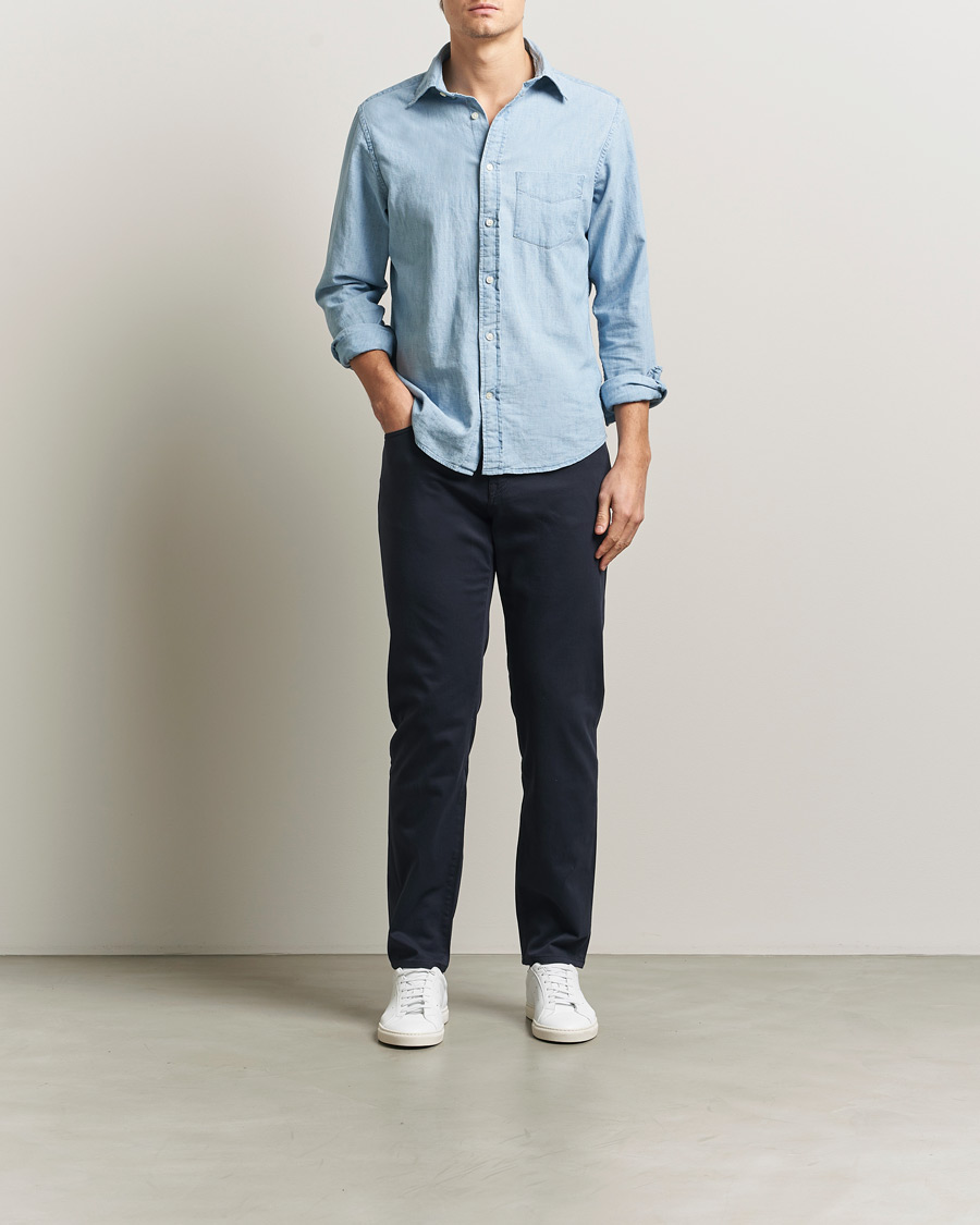 Men | Trousers | BOSS BLACK | Re.Maine Cotton 5-Pocket Pants Dark Blue