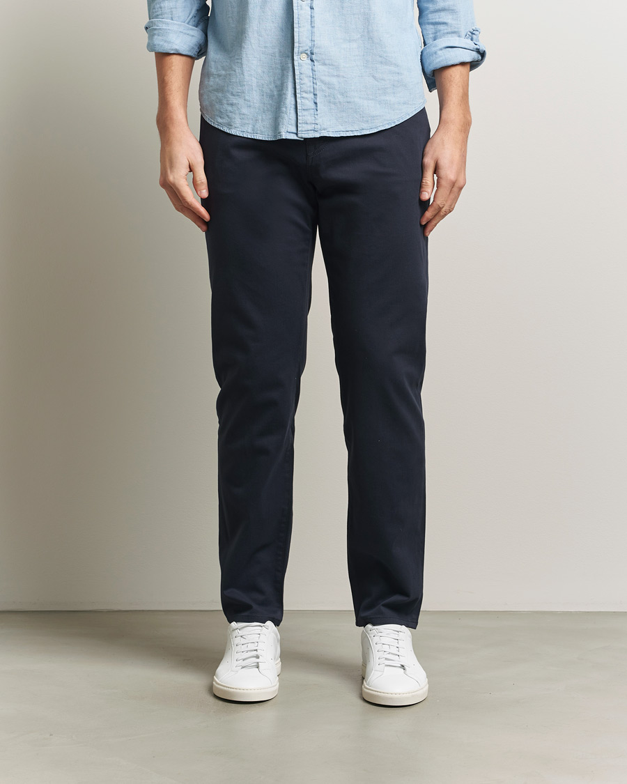 Men | Trousers | BOSS BLACK | Re.Maine Cotton 5-Pocket Pants Dark Blue