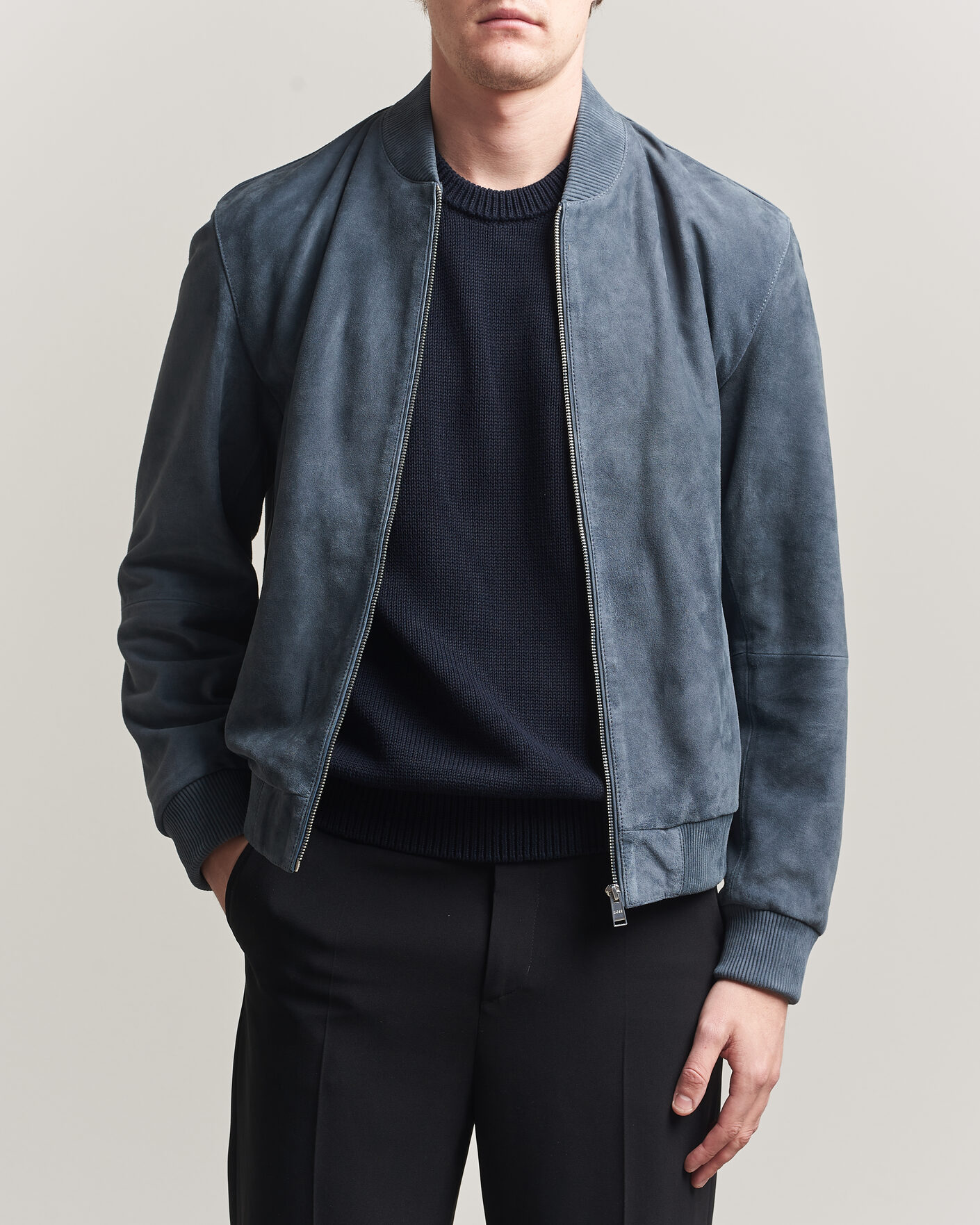 Men | Coats & Jackets | BOSS BLACK | Muller Suede Jacket Open Blue