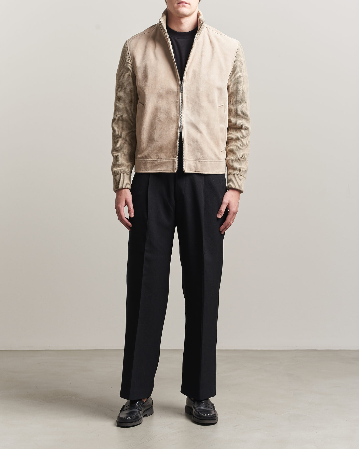 Men | Coats & Jackets | BOSS BLACK | Maven Suede Hybrid Jacket Open White
