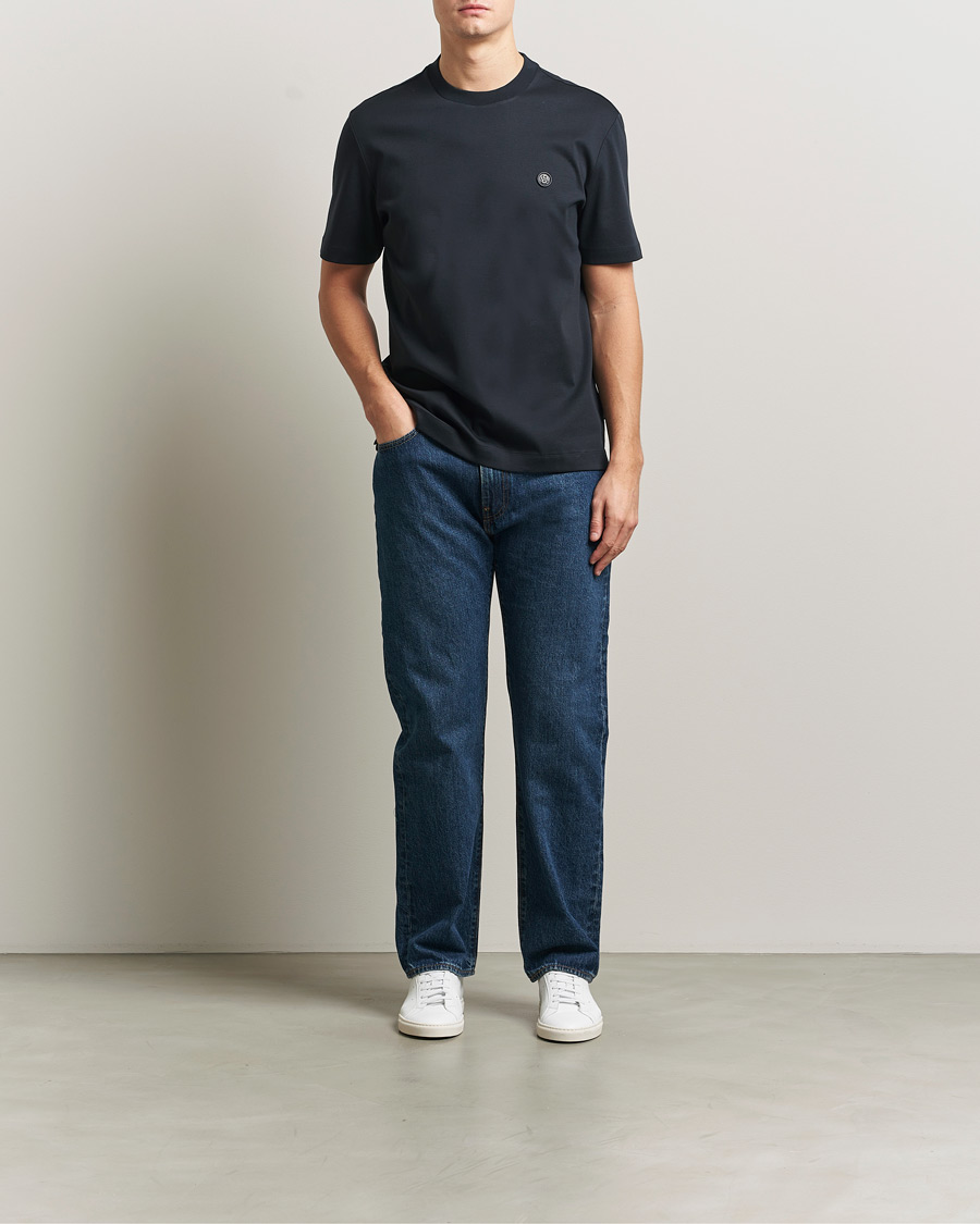 Men | T-Shirts | BOSS BLACK | Taut Regular Fit T-Shirt Dark Blue