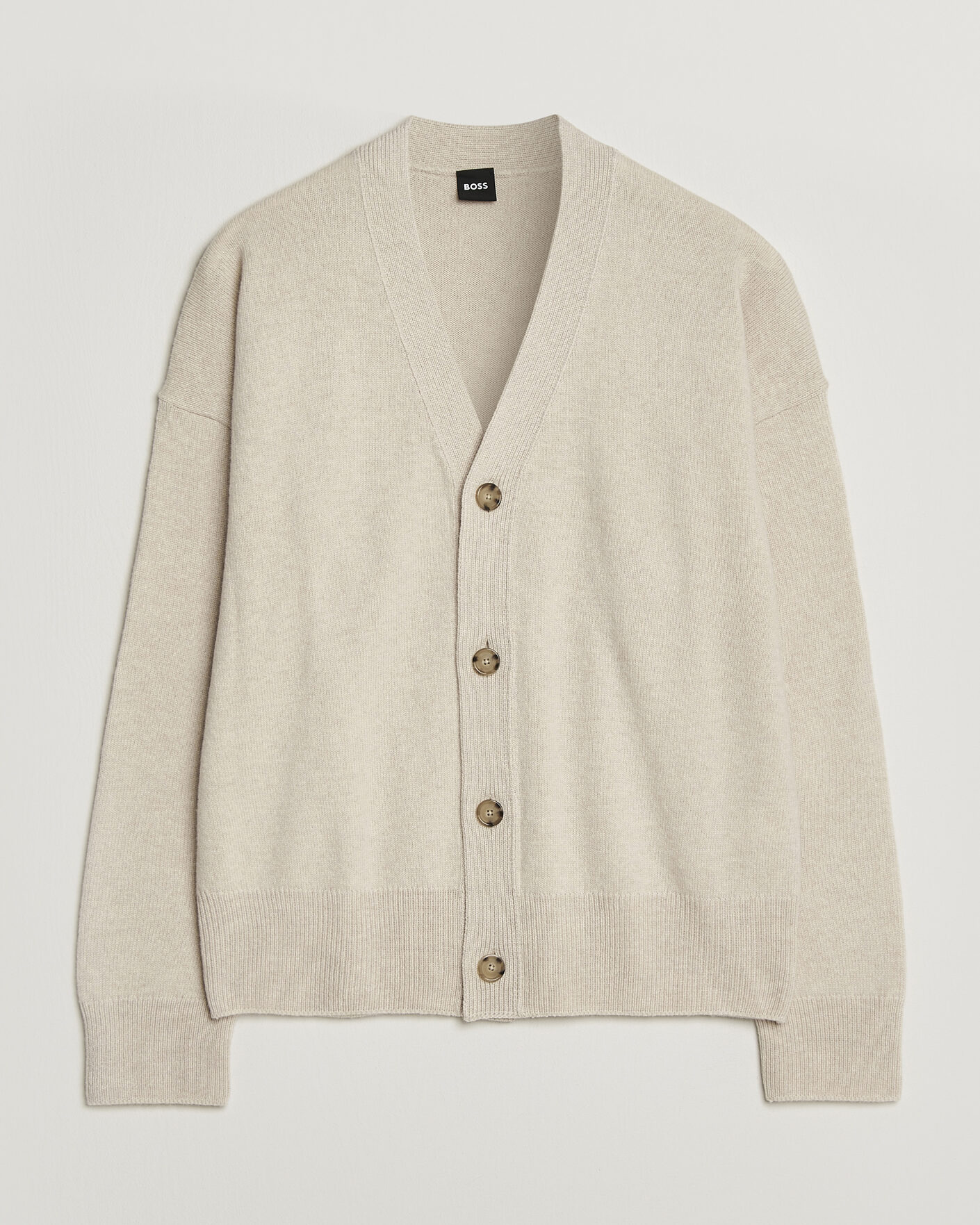 Men | Sweaters & Knitwear | BOSS BLACK | Ucone Wool Knitted Cardigan Open White