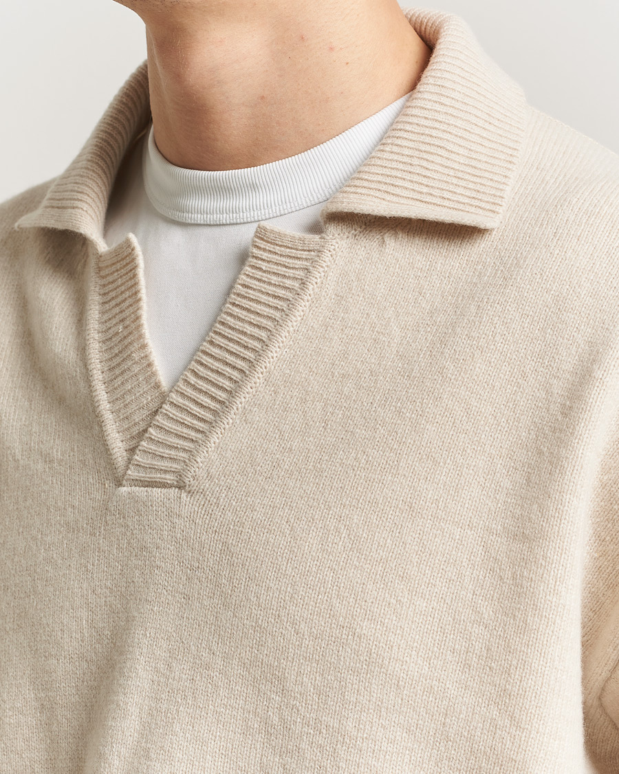 Men | Sweaters & Knitwear | BOSS BLACK | Ucari Wool Knitted Polo Open White
