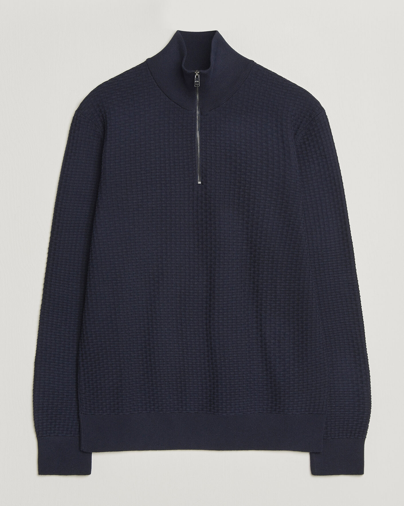 Men | Sweaters & Knitwear | BOSS BLACK | Ulicio Structured Knitted Half Zip Dark Blue