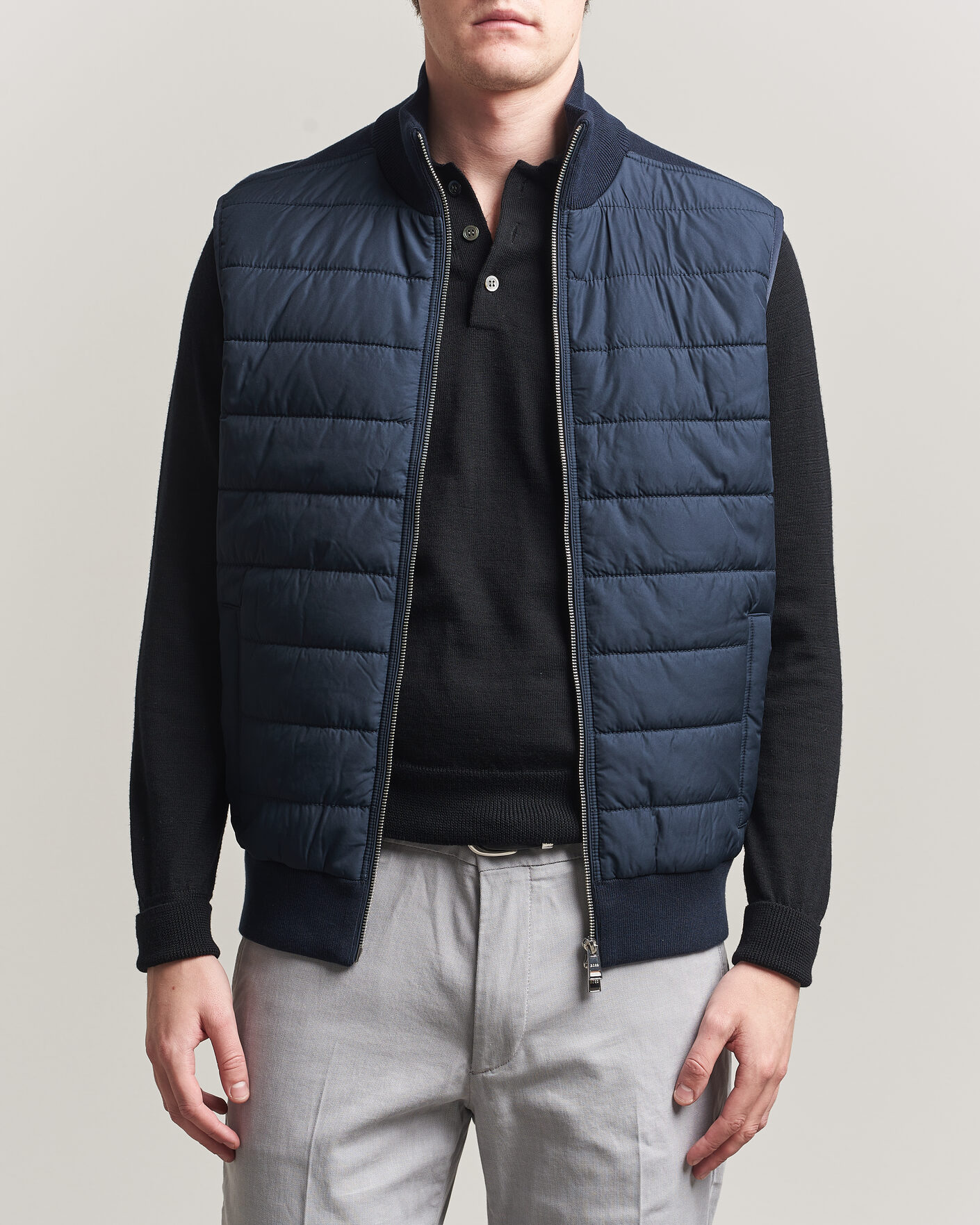 Men | Gilets | BOSS BLACK | Urwin Cotton/Wool Vest Dark Blue