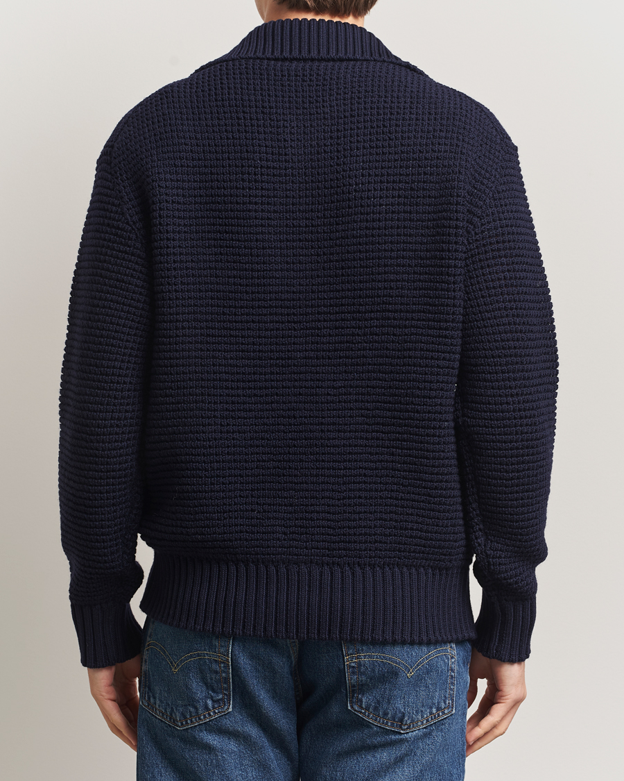 Men | Sweaters & Knitwear | BOSS BLACK | Ulivi Heavy Knitted Cardigan Dark Blue
