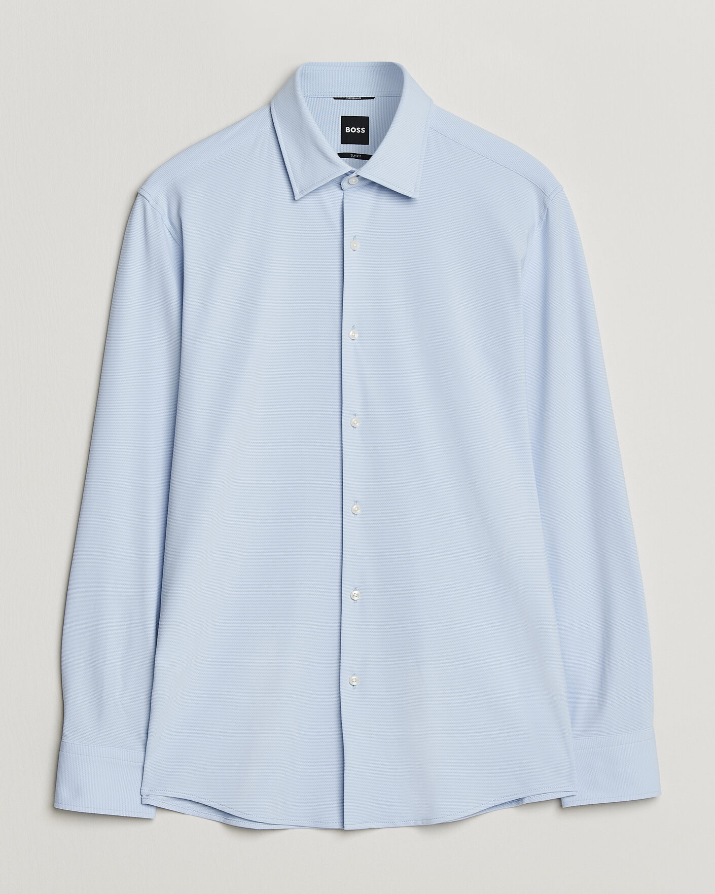 Men | Shirts | BOSS BLACK | Hank Structured Jersey Shirt Light Blue