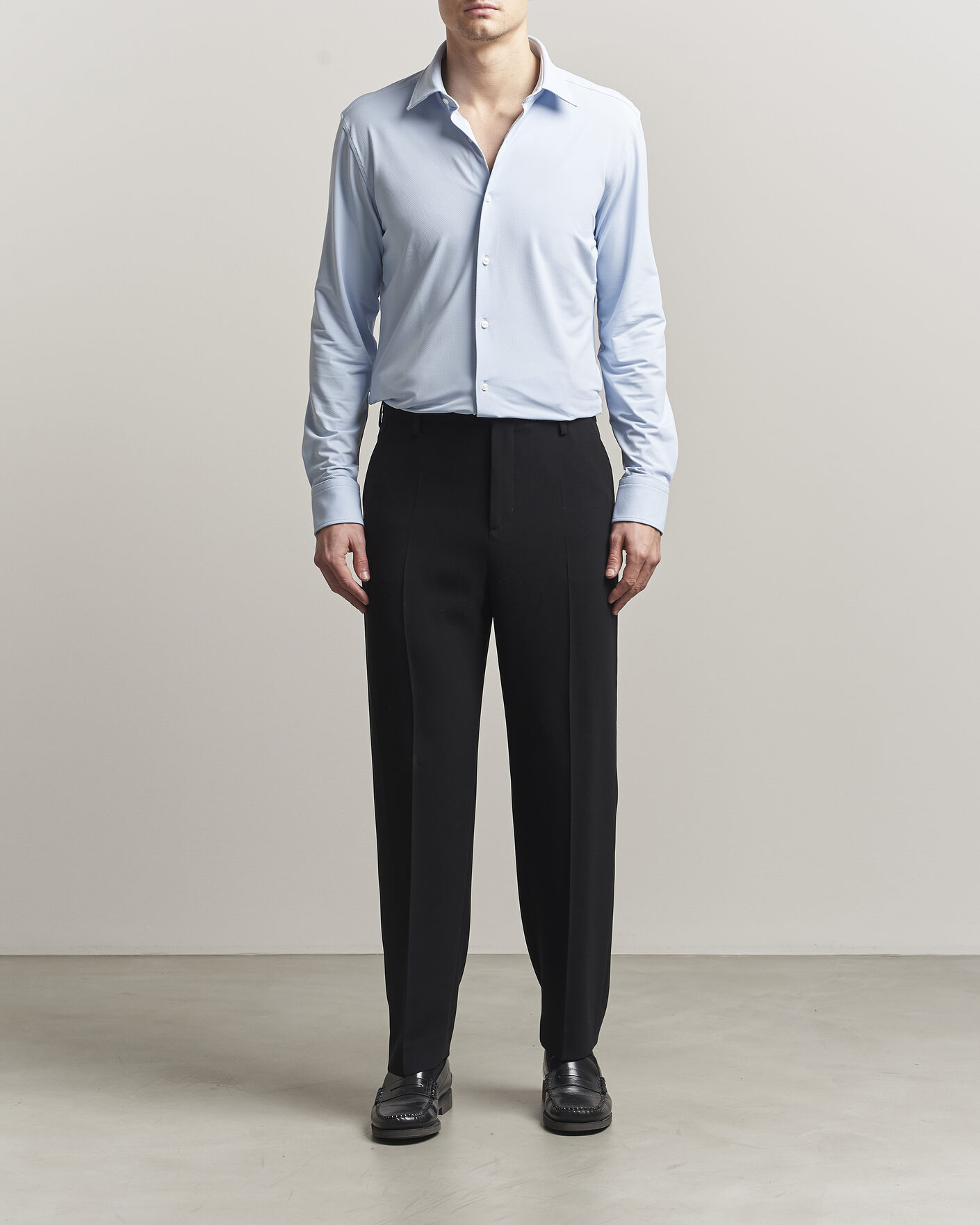 Men | Shirts | BOSS BLACK | Hank Structured Jersey Shirt Light Blue