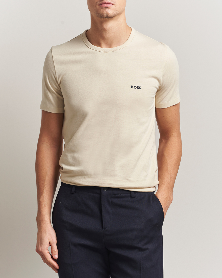 Men | T-Shirts | BOSS BLACK | 3-Pack Crew Neck T-Shirt Beige/Navy/Black