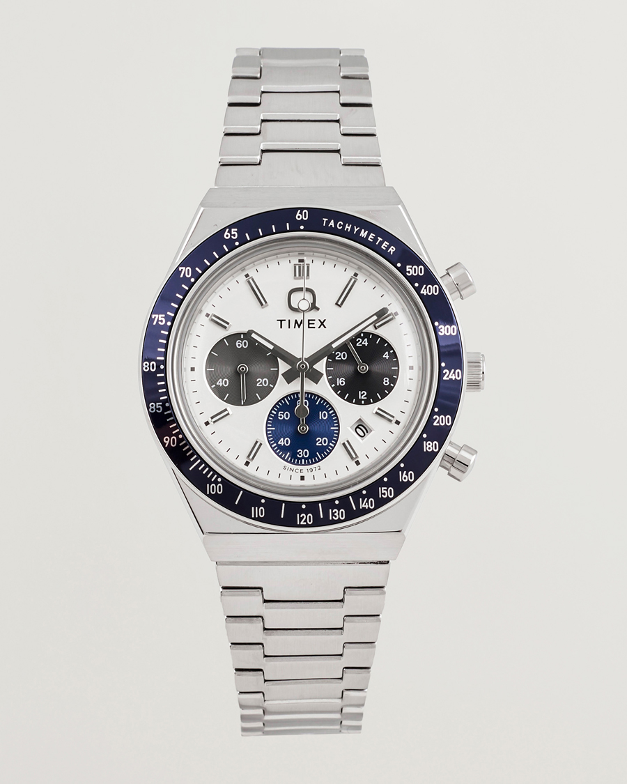 Men | Timex Q Chronograph Tonal Sub Dials 40mm White Dial | Timex | Q Chronograph Tonal Sub Dials 40mm White Dial