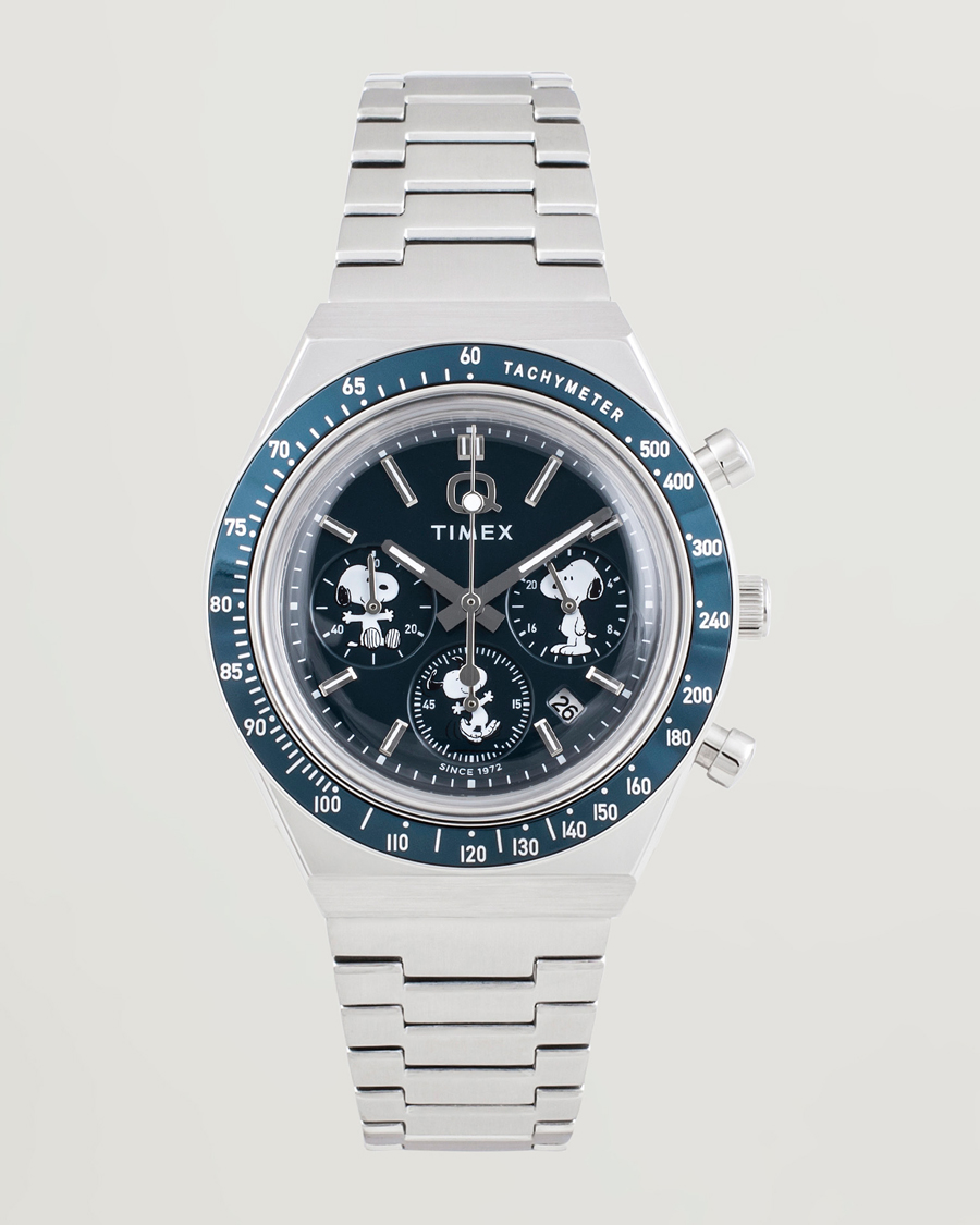 Men | Timex Timex X Peanuts Q Chronograph Snoopy 40mm Blue Dial | Timex | X Peanuts Q Chronograph Snoopy 40mm Blue Dial