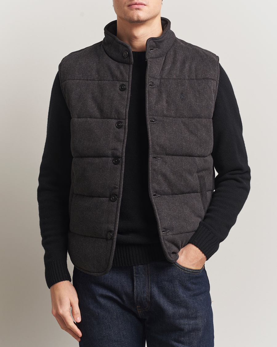 Men | Gilets | Polo Ralph Lauren | Knitted Herringbone Vest Dark Charcoal Heather