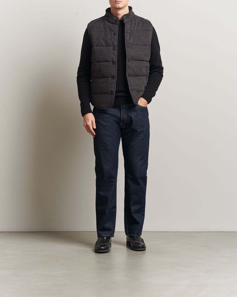 Men | Gilets | Polo Ralph Lauren | Knitted Herringbone Vest Dark Charcoal Heather
