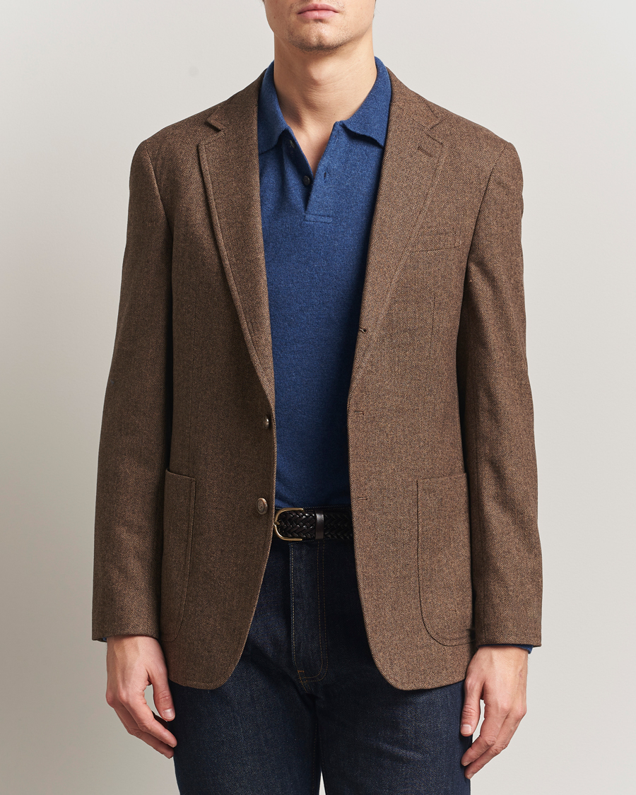 Men | Blazers | Polo Ralph Lauren | Herringbone Single Breasted Sportcoat Brown/Tan