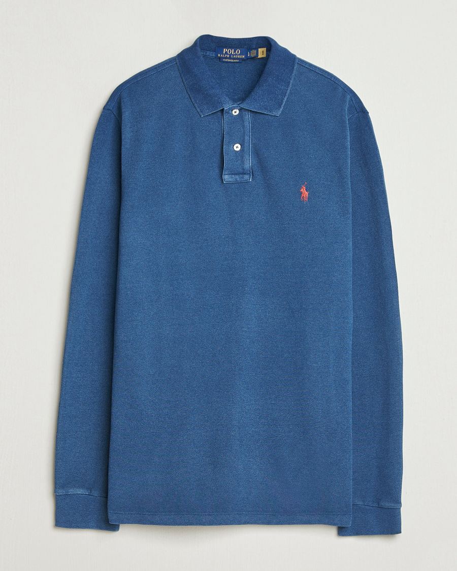 Men | Polo Shirts | Polo Ralph Lauren | Custom Slim Fit Long Sleeve Polo Shirt Medium Indigo