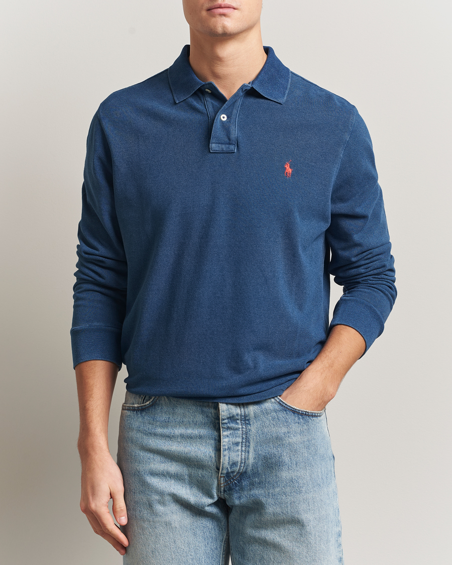 Men | Polo Shirts | Polo Ralph Lauren | Custom Slim Fit Long Sleeve Polo Shirt Medium Indigo
