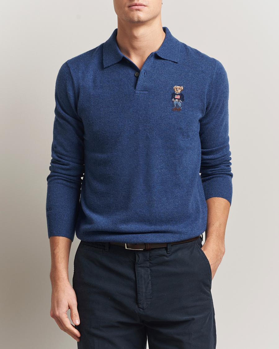 Men | Polo Shirts | Polo Ralph Lauren | Washed Long Sleeve Bear Polo Rustic Navy Heather
