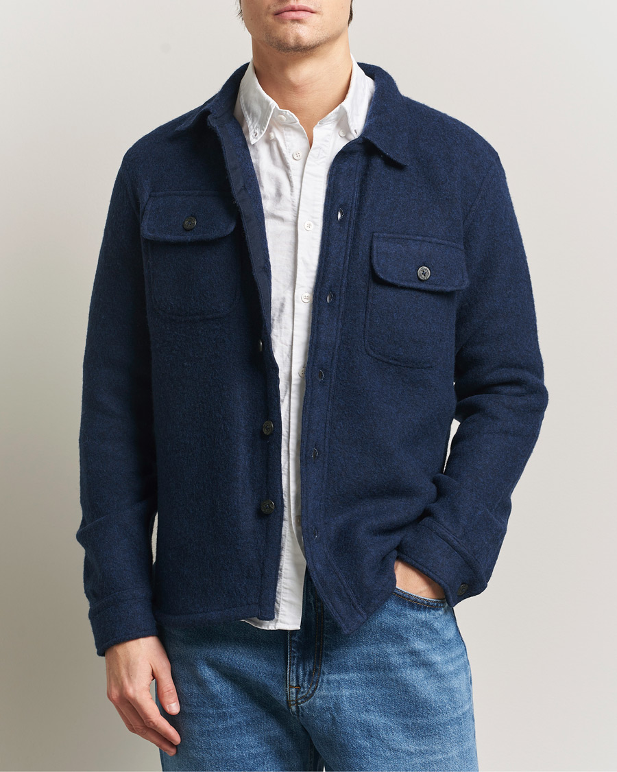Men | Shirts | Polo Ralph Lauren | Felted Wool Pocket Shirt RL Navy